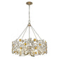 Silver Shaded Four Light Metal and Crystals Dimmable Chandelier With Silver Shades
