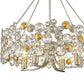 Silver Shaded Four Light Metal and Crystals Dimmable Chandelier With Silver Shades