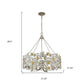 Silver Shaded Four Light Metal and Crystals Dimmable Chandelier With Silver Shades