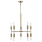 Brass Candle Style Ten Light Metal Dimmable Chandelier