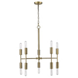 Brass Candle Style Ten Light Metal Dimmable Chandelier