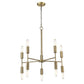 Brass Candle Style Ten Light Metal Dimmable Chandelier