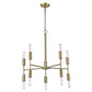 Brass Candle Style Ten Light Metal Dimmable Chandelier