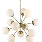 Brass Sputnik Twelve Light Frosted Metal Dimmable Chandelier With White Shades