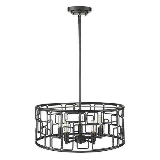 Amoret 5-Light Matte Black Convertible Pendant