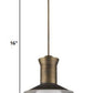 Greta 1-Light Raw Brass Pendant With Gloss White Interior And Etched Glass Shade