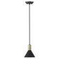 Matte Black and Gold Conical Pendant Hanging Light