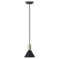 Matte Black and Gold Conical Pendant Hanging Light