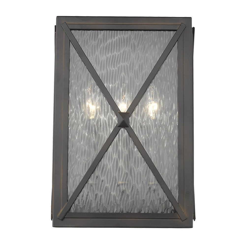 Black And Clear Three Light Transparent Dimmable Outdoor Hanging Lights With Bronze Shades
