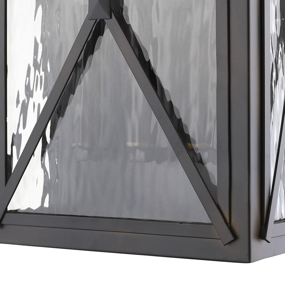 Black And Clear Three Light Transparent Dimmable Outdoor Hanging Lights With Bronze Shades