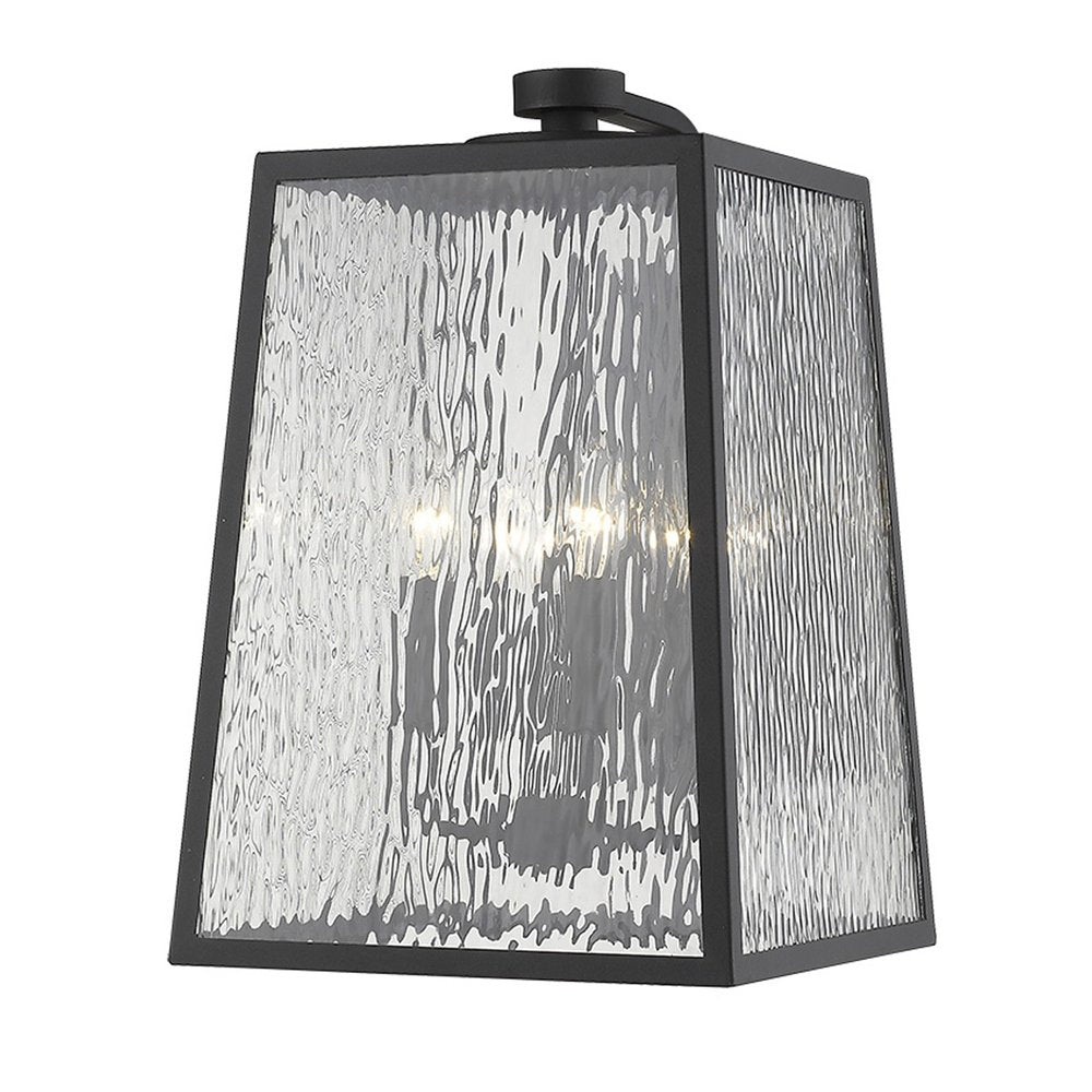 Black And Clear Four Light Seeded Dimmable Outdoor Hanging Lights With Bronze Shades
