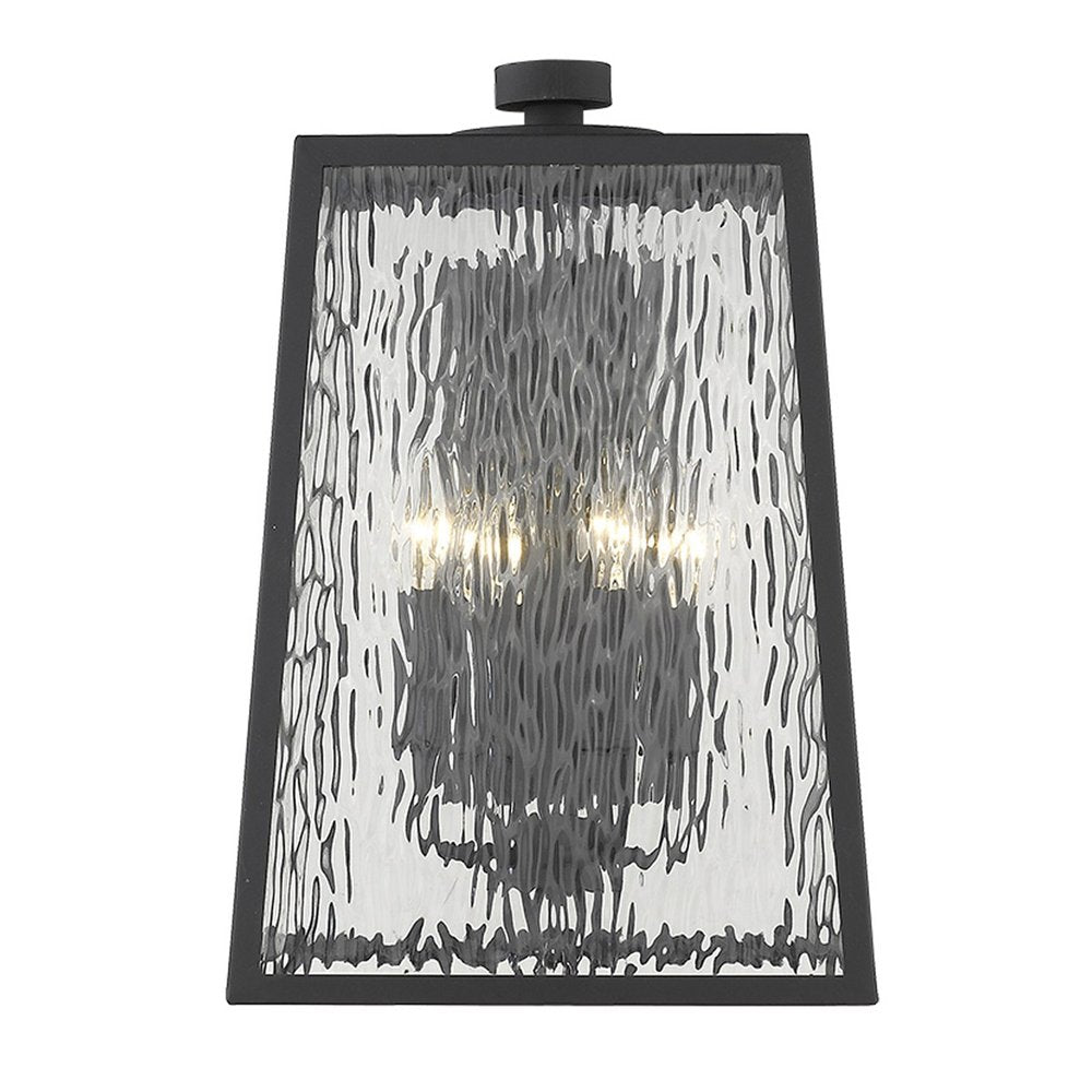 Black And Clear Four Light Seeded Dimmable Outdoor Hanging Lights With Bronze Shades