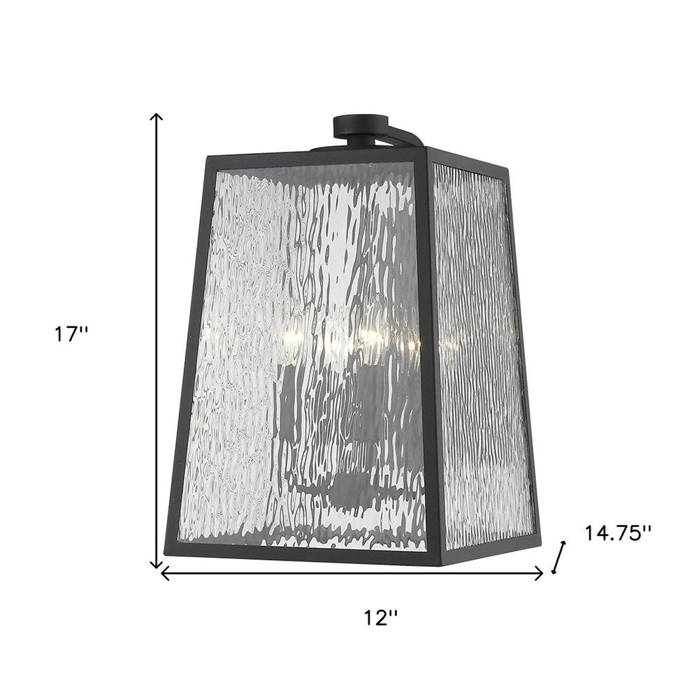 Black And Clear Four Light Seeded Dimmable Outdoor Hanging Lights With Bronze Shades