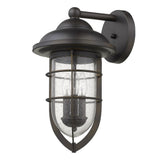 Black And Clear Three Light Seeded Dimmable Outdoor Hanging Lights With Bronze Shades