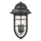 Black And Clear Three Light Seeded Dimmable Outdoor Hanging Lights With Bronze Shades