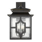 Black And Clear Four Light Seeded Dimmable Outdoor Hanging Lights With Bronze Shades