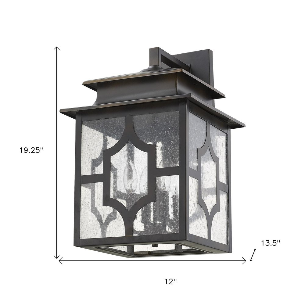 Black And Clear Four Light Seeded Dimmable Outdoor Hanging Lights With Bronze Shades