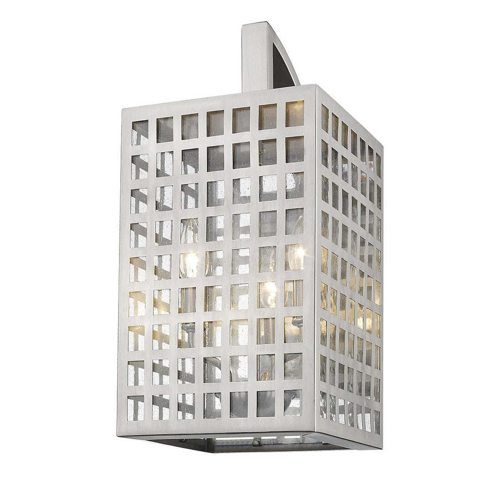 White And Clear Three Light Seeded Dimmable Outdoor Hanging Lights With Nickel Shades