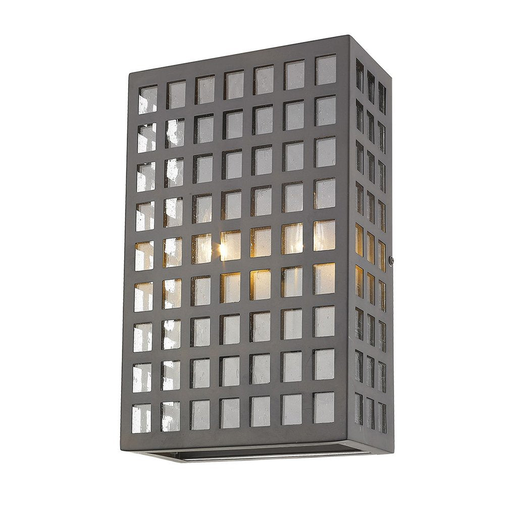 Black And Clear Two Light Seeded Dimmable Outdoor Hanging Lights With Bronze Shades