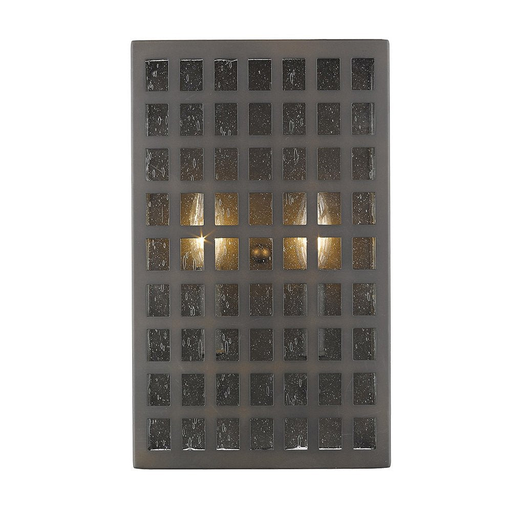 Black And Clear Two Light Seeded Dimmable Outdoor Hanging Lights With Bronze Shades