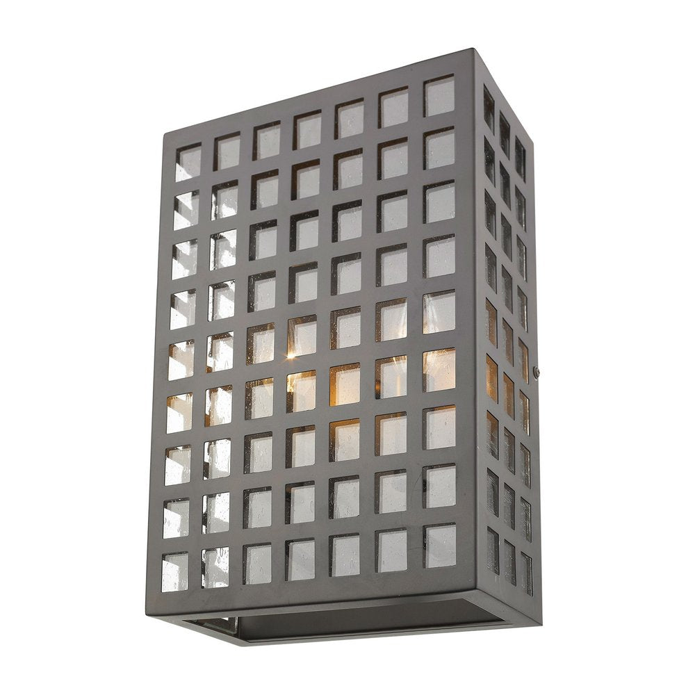 Black And Clear Two Light Seeded Dimmable Outdoor Hanging Lights With Bronze Shades
