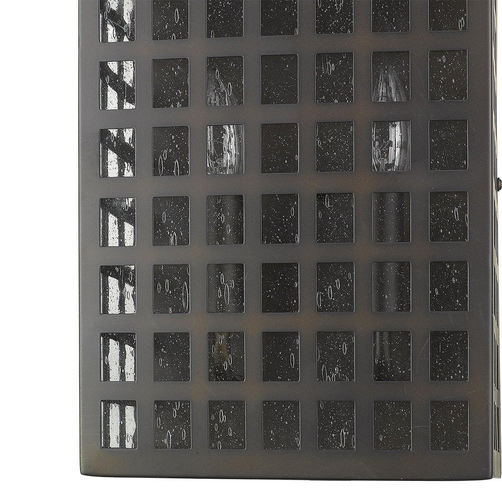 Black And Clear Two Light Seeded Dimmable Outdoor Hanging Lights With Bronze Shades