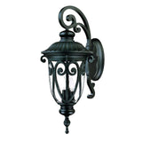 Black And Clear Three Light Seeded Dimmable Outdoor Hanging Lights With Black Shades