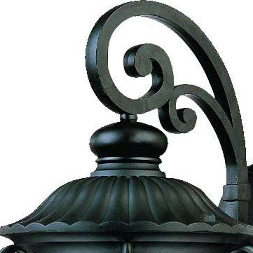 Black And Clear Three Light Seeded Dimmable Outdoor Hanging Lights With Black Shades