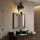 Black And Clear Three Light Seeded Dimmable Outdoor Hanging Lights With Black Shades
