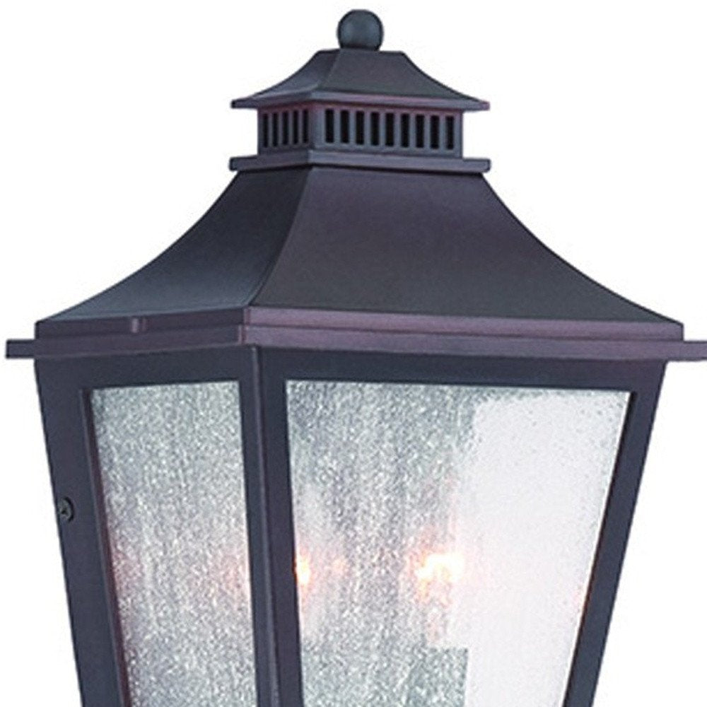 Black And Clear Two Light Transparent Dimmable Outdoor Hanging Lights With Antiqued Brass Shades