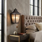 Black And Clear Two Light Transparent Dimmable Outdoor Hanging Lights With Antiqued Brass Shades