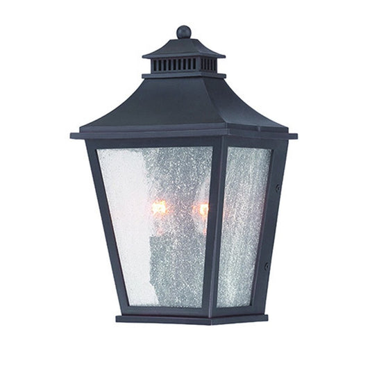 Black And Clear Two Light Transparent Dimmable Outdoor Hanging Lights With Black Shades
