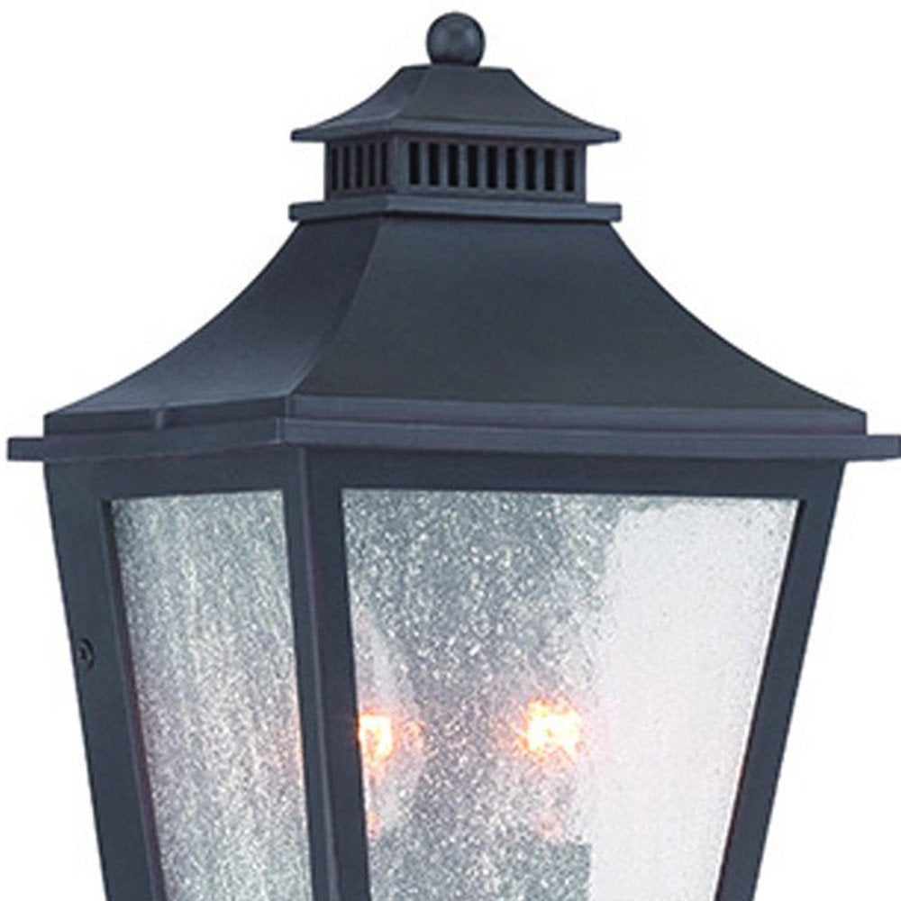 Black And Clear Two Light Transparent Dimmable Outdoor Hanging Lights With Black Shades