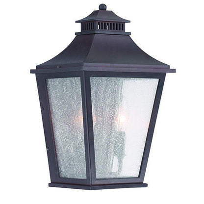 Black And Clear Two Light Seeded Dimmable Outdoor Hanging Lights With Antiqued Brass Shades