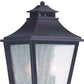 Black And Clear Two Light Seeded Dimmable Outdoor Hanging Lights With Antiqued Brass Shades