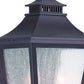 Black And Clear Two Light Seeded Dimmable Outdoor Hanging Lights With Antiqued Brass Shades