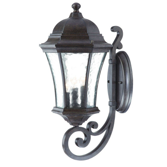 Black And Clear Three Light Hammered Dimmable Outdoor Hanging Lights With Black Shades