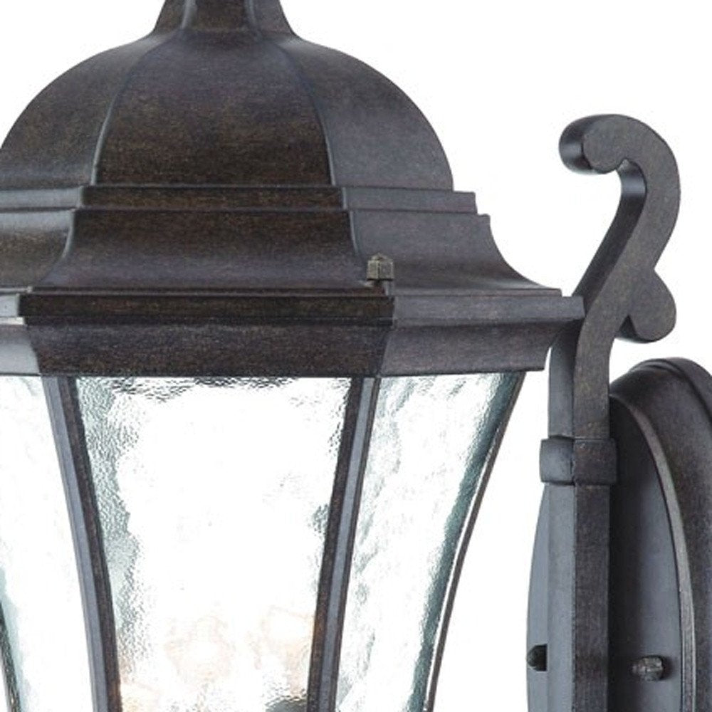 Black And Clear Three Light Hammered Dimmable Outdoor Hanging Lights With Black Shades