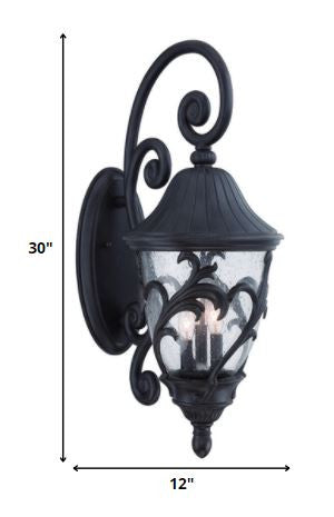 30" Black And Clear Plastic and Glass Vanity Flush Mounted Sconce