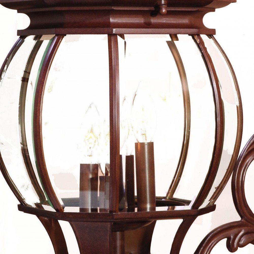 31" Walnut And Clear Metal and Glass Vanity Flush Mounted Sconce