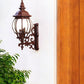 31" Walnut And Clear Metal and Glass Vanity Flush Mounted Sconce