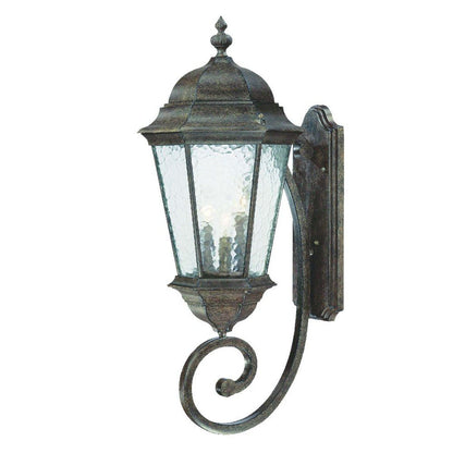 Black And Clear Three Light Hammered Dimmable Outdoor Hanging Lights With Black Shades