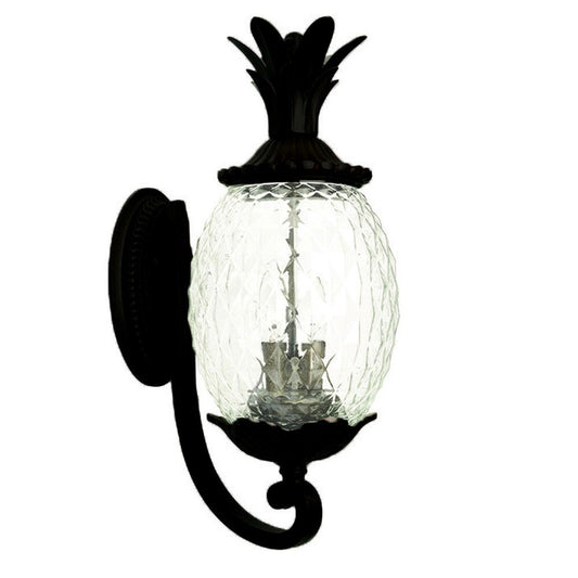 22" Black And Clear Metal and Glass Vanity Flush Mounted Sconce