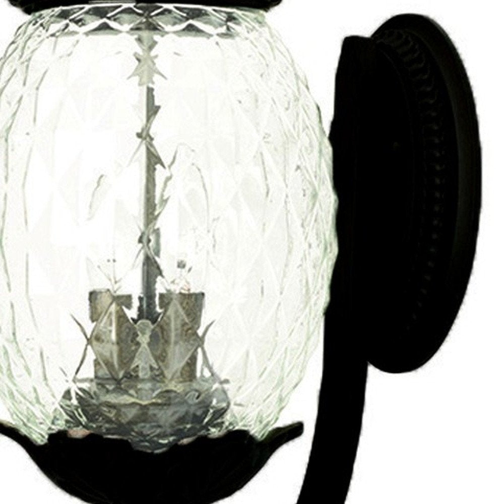 22" Black And Clear Metal and Glass Vanity Flush Mounted Sconce