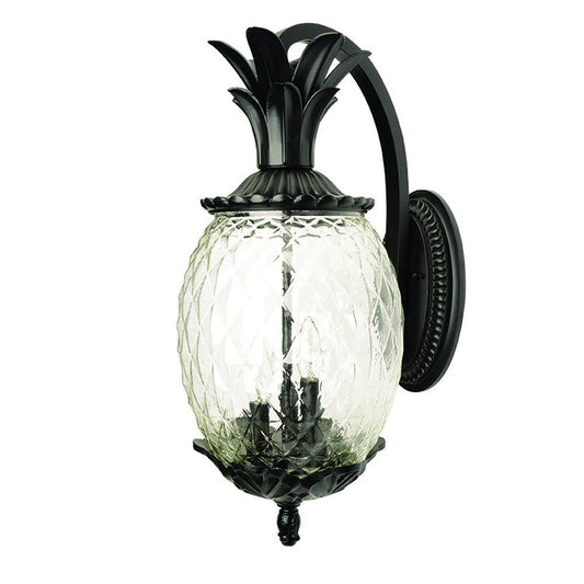 10" Black And Clear Metal and Glass Three Lights Flush Mounted Sconce
