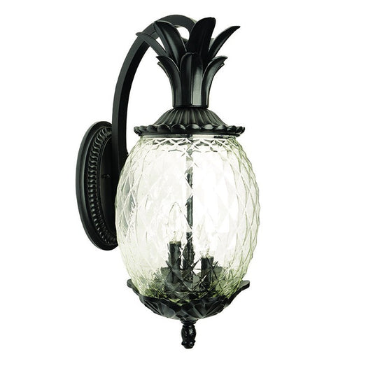 10" Black And Clear Metal and Glass Three Lights Flush Mounted Sconce