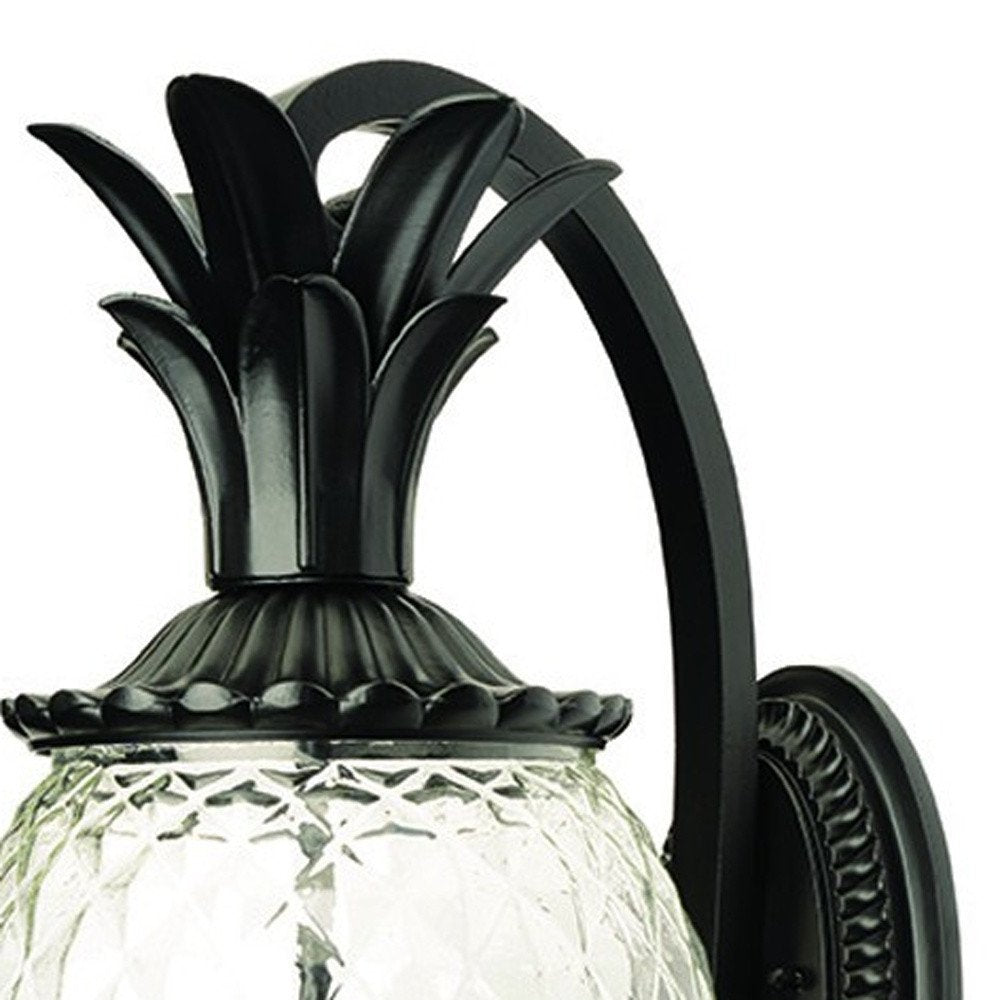 22" Black And Clear Metal and Glass Vanity Flush Mounted Sconce
