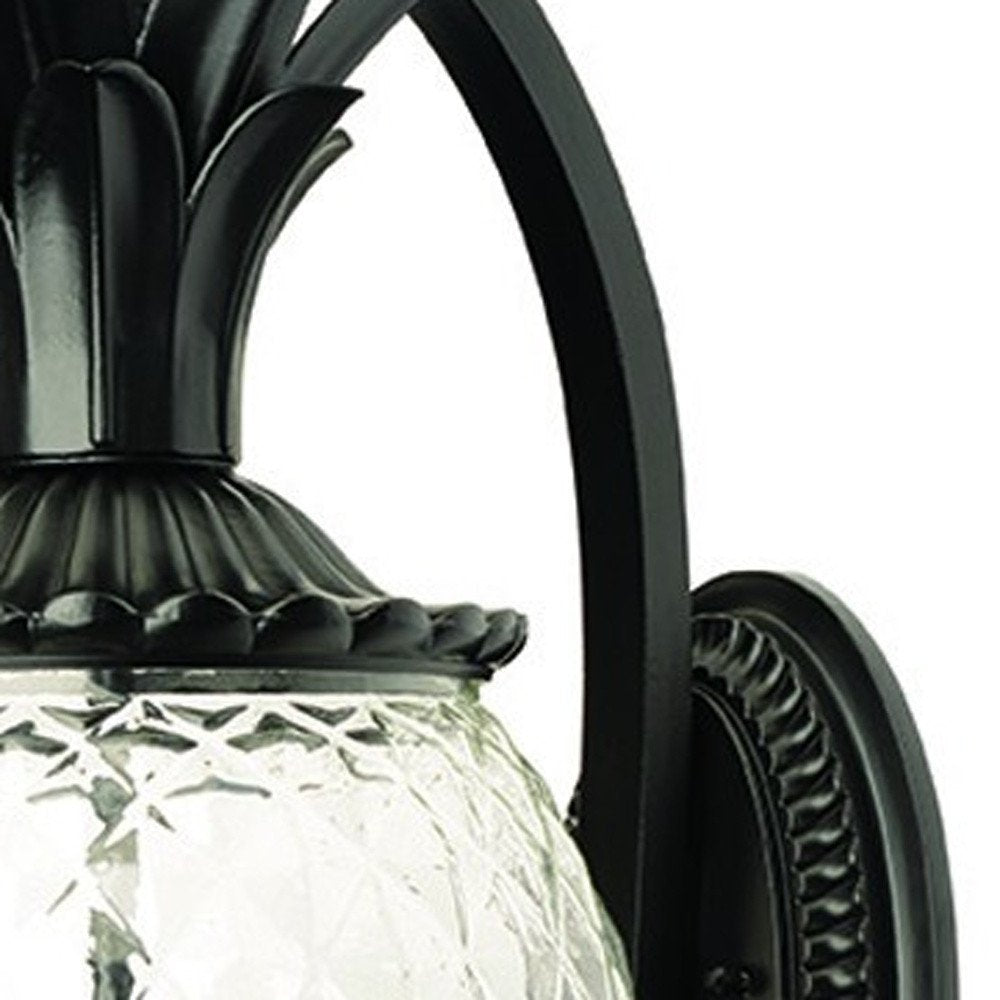 22" Black And Clear Metal and Glass Vanity Flush Mounted Sconce