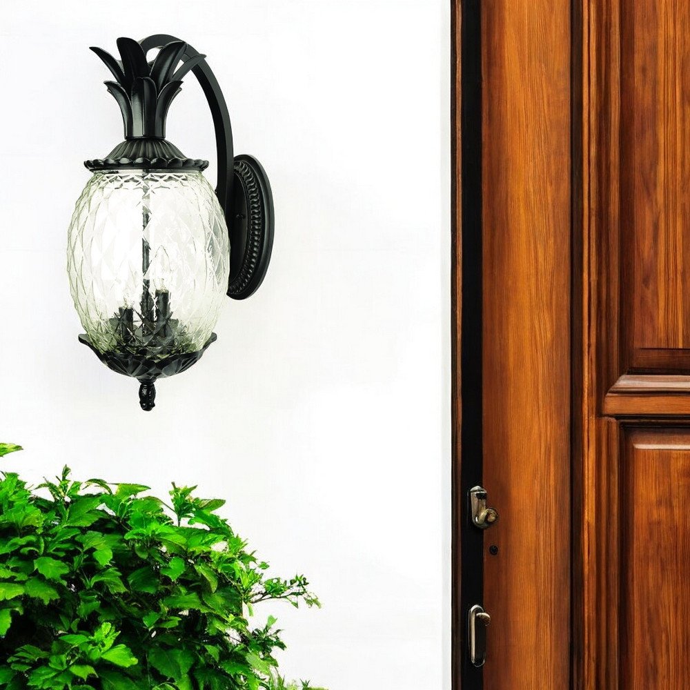 22" Black And Clear Metal and Glass Vanity Flush Mounted Sconce