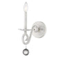 12" Off White Rustic Metal Candle Wall Light With Hanging Crystal